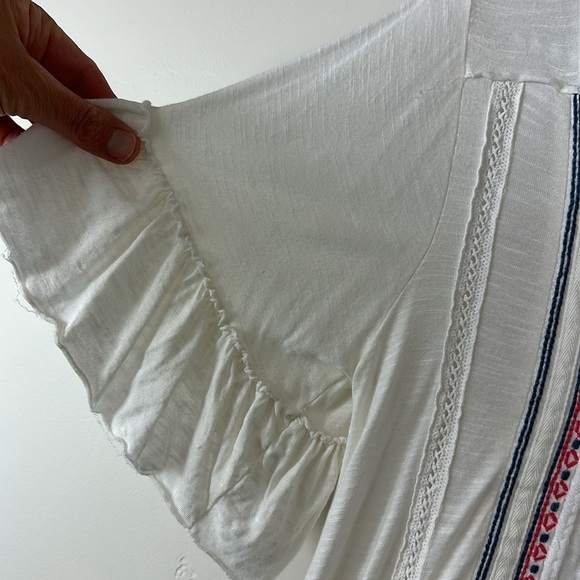 Free People Cream El Mirage Embroidered Peasant Short Sleeve Top XS - Picture 5 of 8